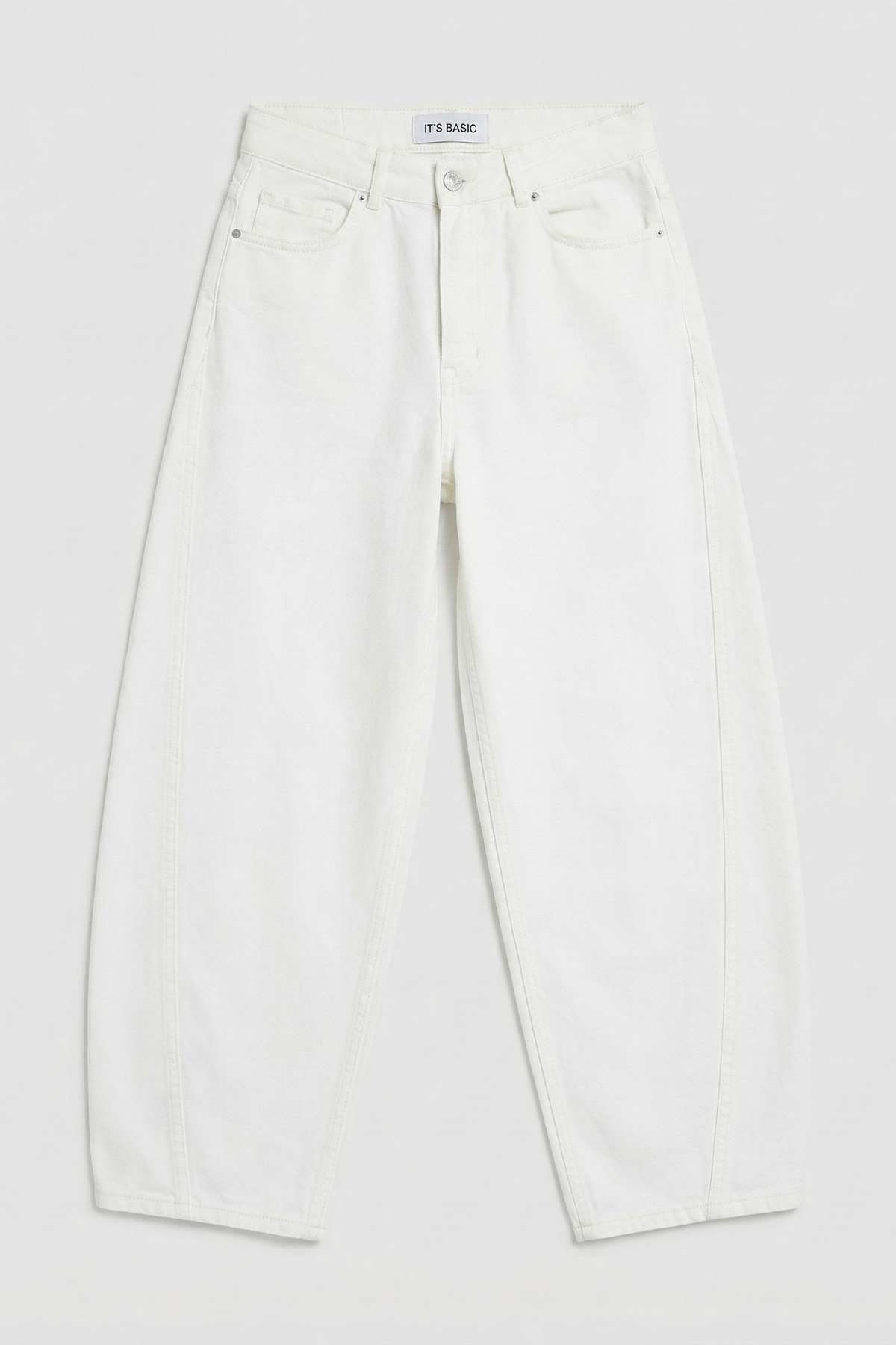 it's basic  Kadın Kırık Beyaz Venüs 7s6-101 Mid Rise Carrot Fit %100 Koton Denim Jean - Görsel 3