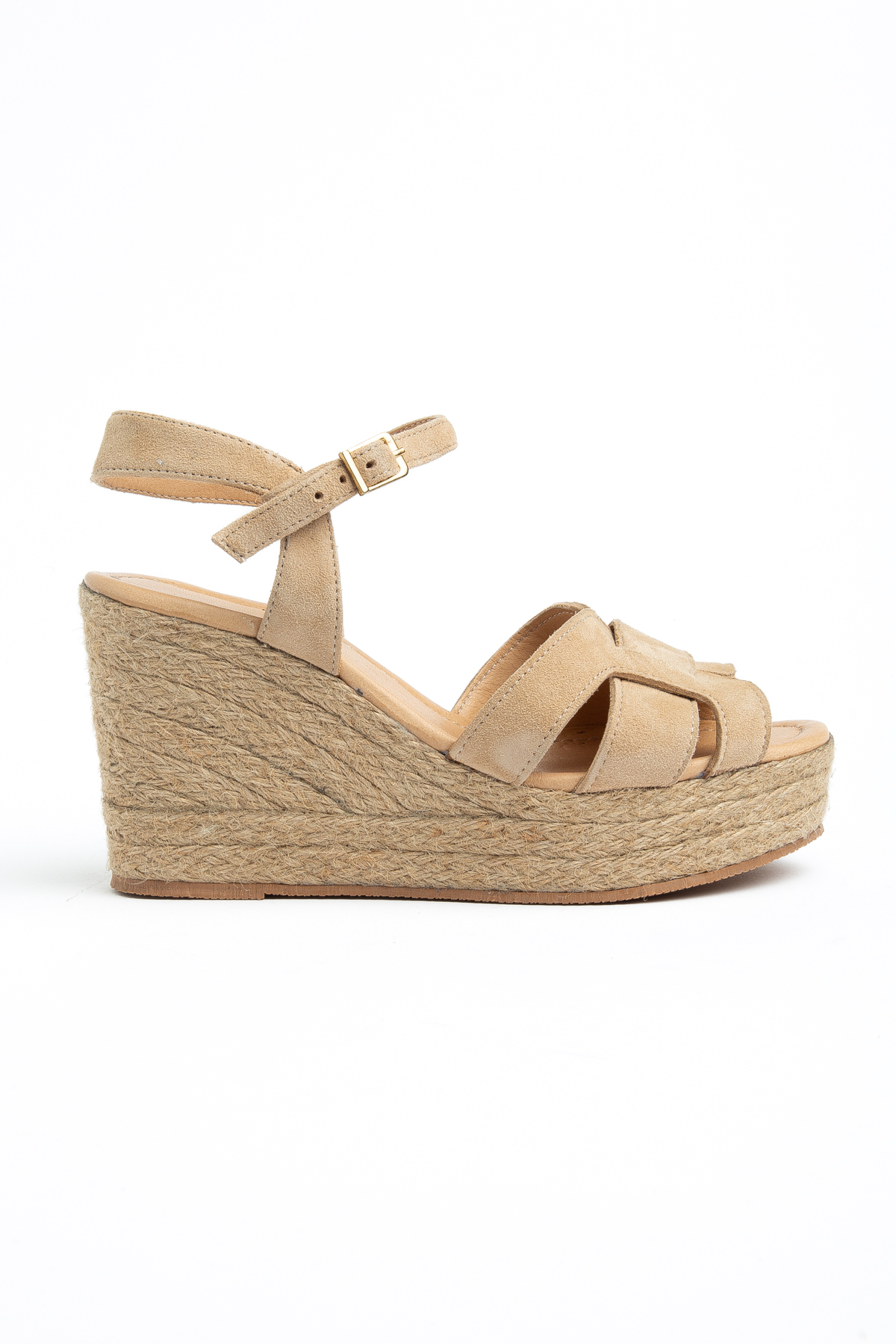 Genuine Suede Leather Number 34-35-36-37-38-39-40-41-42-43-44 Women's Fill Heel Sandals