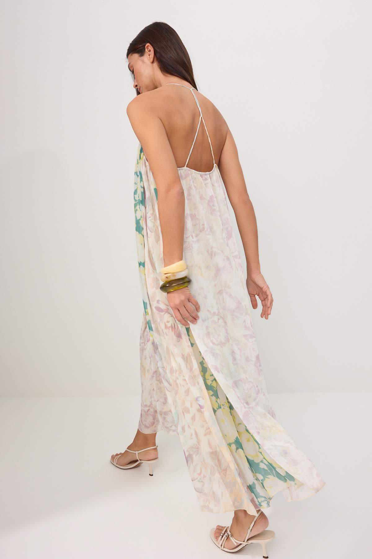 Trendyolmilla  Çok Renkli Şifon Maxi Astarlı Dokuma Elbise TWOSS26EL00865 - Görsel 3