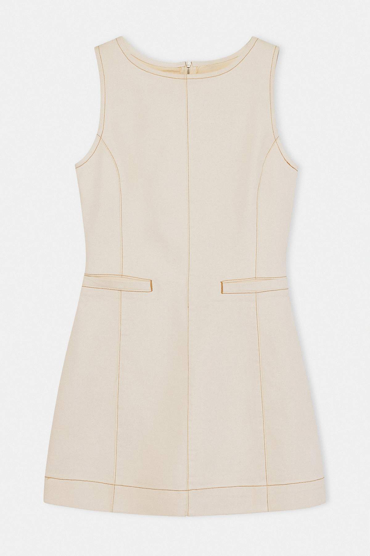 Trendyolmilla  Ekru Kolsuz Orta Esnek Mini Denim Elbise TWOSS26EL00279 - Görsel 5