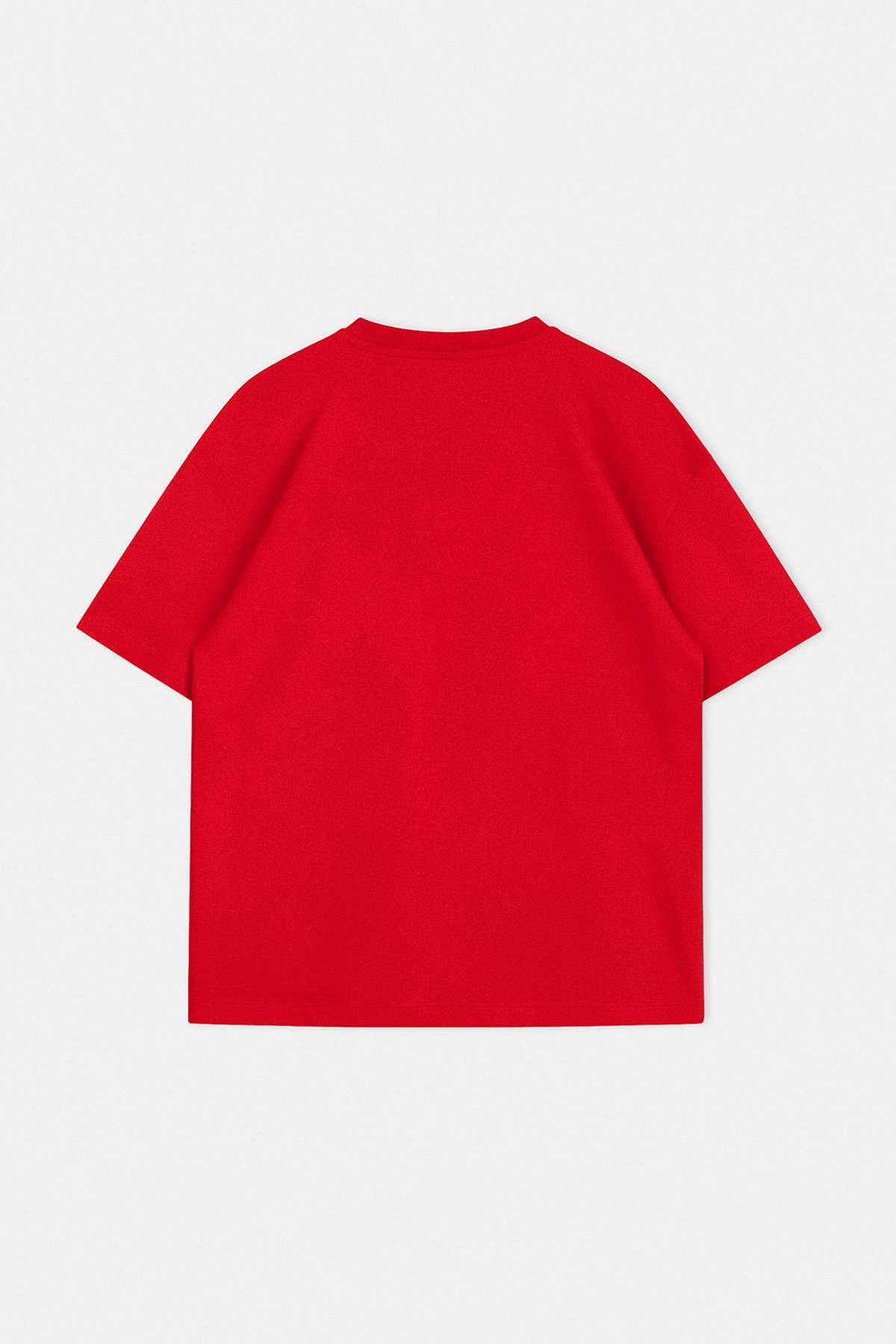 Trendyolmilla  Kırmızı Oversize/Geniş Kesim Mantar Nakışlı %100 Pamuk T-Shirt TMNSS26TS00047 - Görsel 6