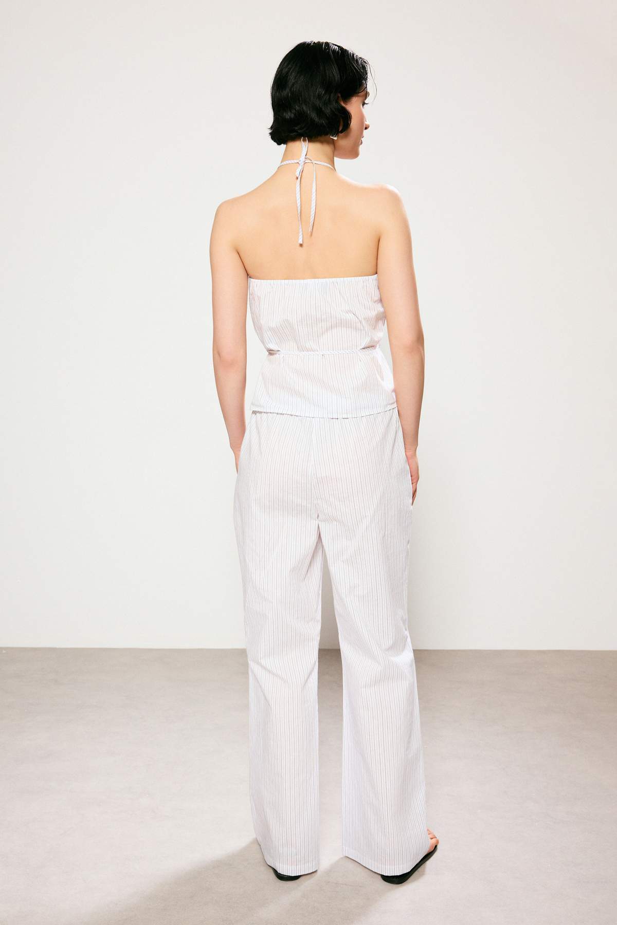 Trendyolmilla  Trendyol Studio Beyaz-Renkli Çizgili Papertouch Bluz Pantolon Dokuma Alt - Üst Takım TWOSS26AU00124 - Görsel 5