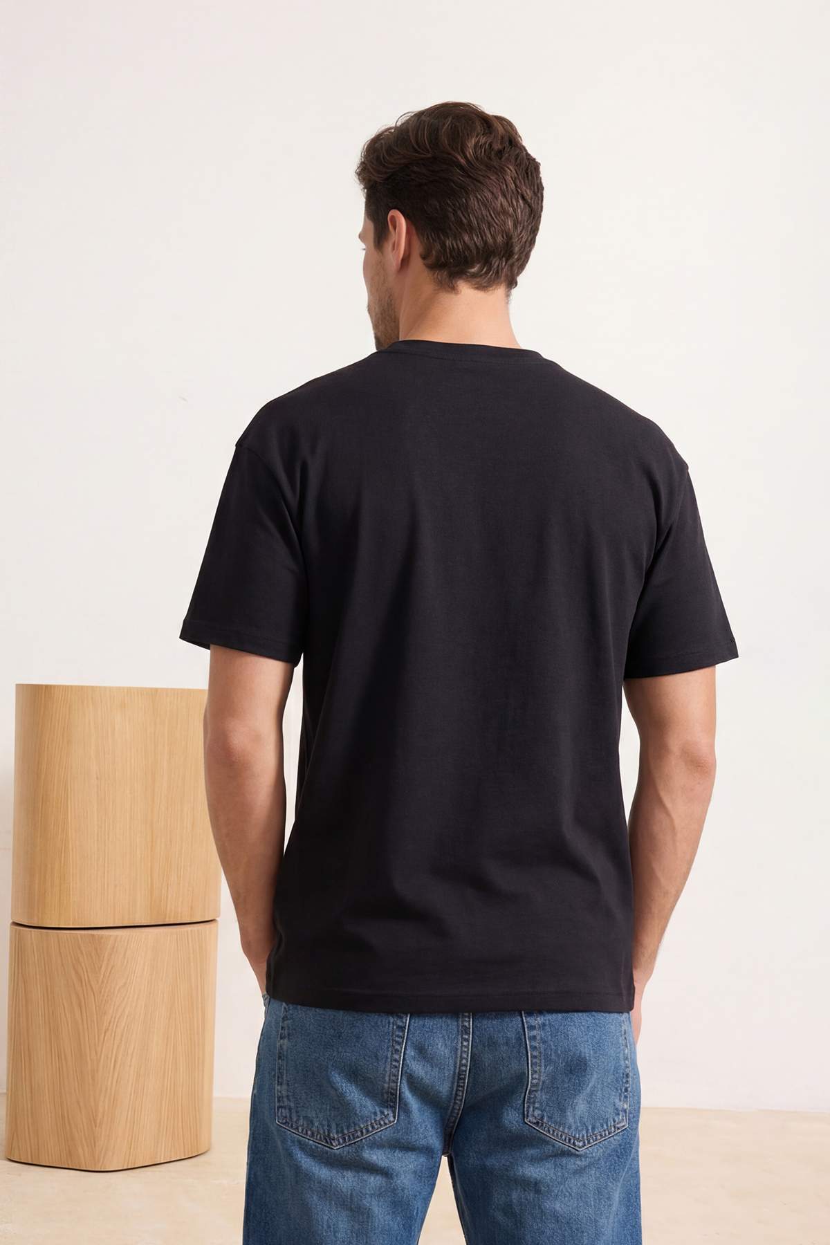 Trendyolmilla  Antrasit Oversize/Geniş Kesim Pike Basic T-Shirt TMNSS26TS00022 - Görsel 3