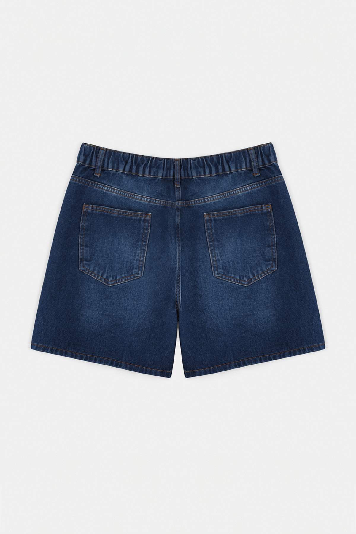 Trendyolmilla  Koyu Mavi Önden Düğmeli Yüksek Lastikli Bel Mini %100 Pamuk Non-Stretch Denim Şort TBBSS26AP00023 - Görsel 3