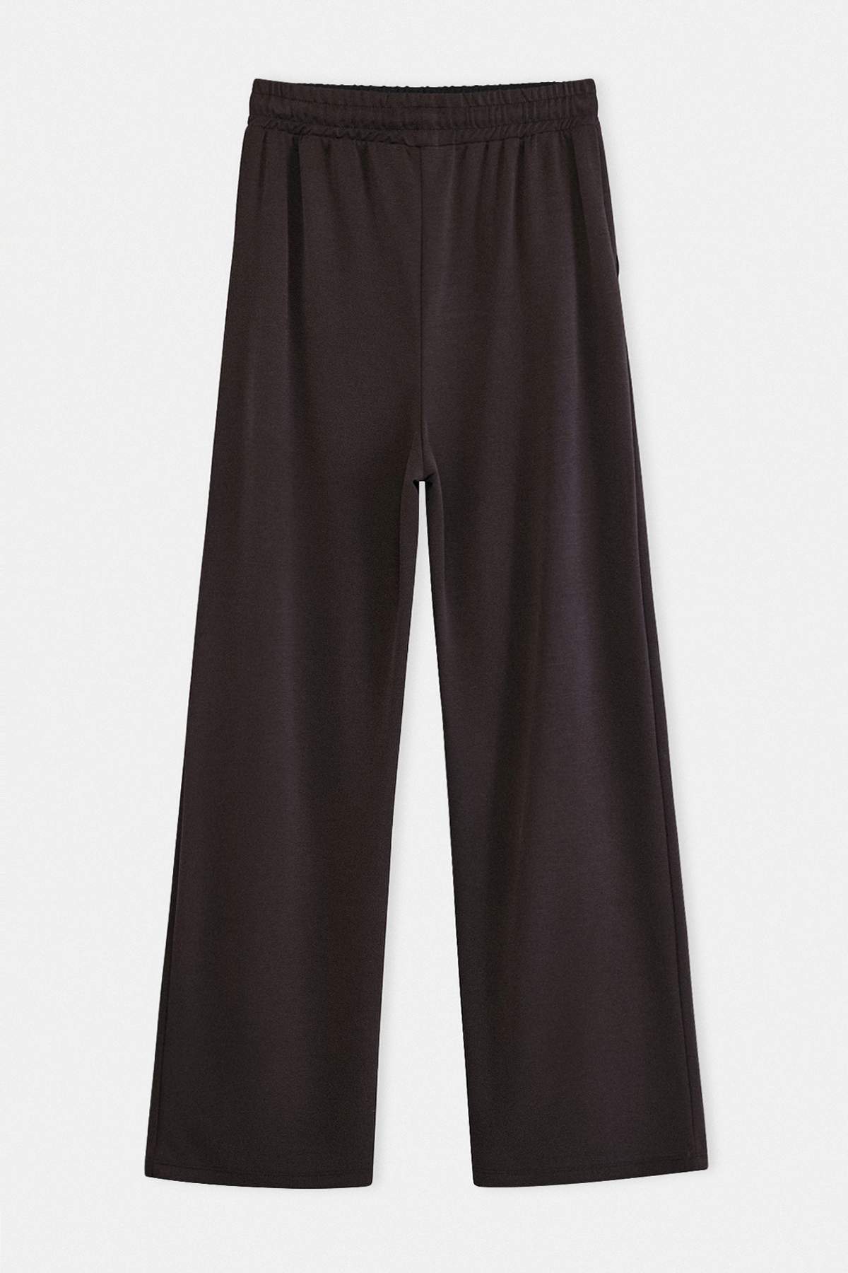 Trendyolmilla  Kahverengi Bisiklet Yaka Kısa Kol Lastikli Rahat Kalıp Alt - Üst Takım - Görsel 4