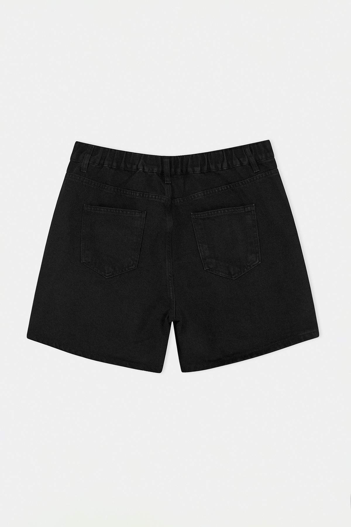 Trendyolmilla  Siyah Düğme Detaylı Lastikli Yüksek Bel %100 Pamuk Non-Stretch Denim Şort Etek TBBSS26AP00021 - Görsel 4