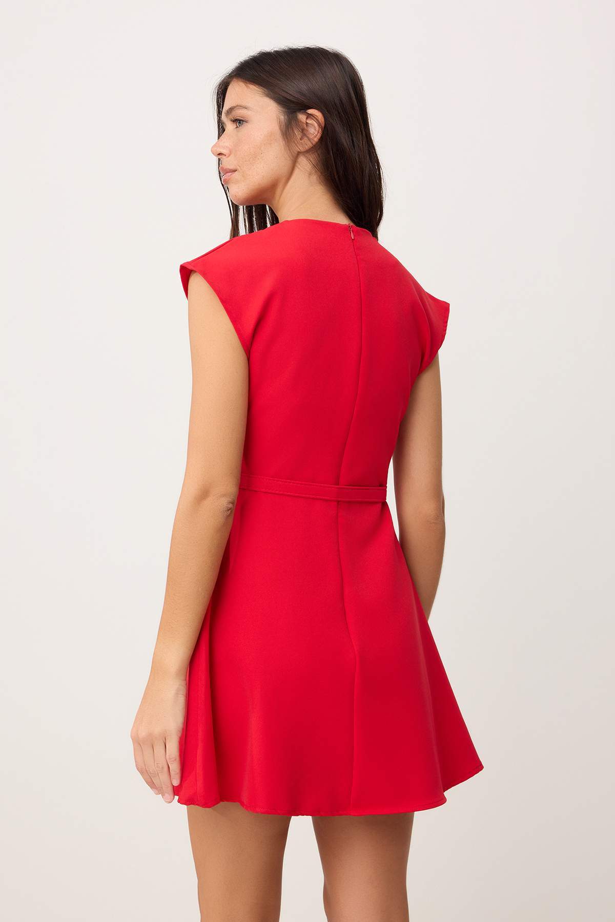 Trendyolmilla  Kırmızı Düz Midi Dokuma Elbise TWOSS26EL00294 - Görsel 4