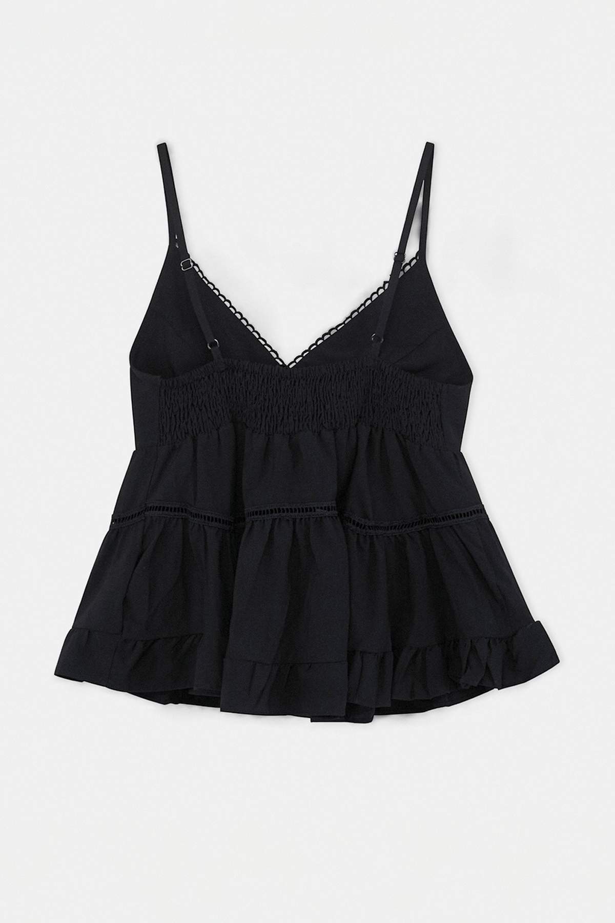 Trendyolmilla  Siyah Godeli Sırtı Gipe Detaylı Dokuma Bluz TWOSS26BZ00421 - Görsel 2