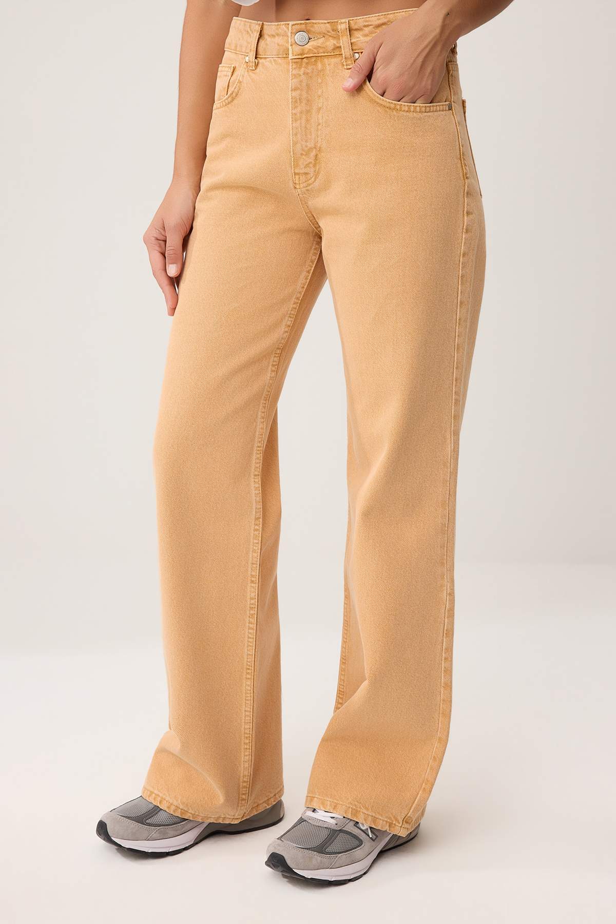Trendyolmilla Turuncu Yüksek Bel %100 Pamuk Wide Leg Jeans TWOSS26JE00180