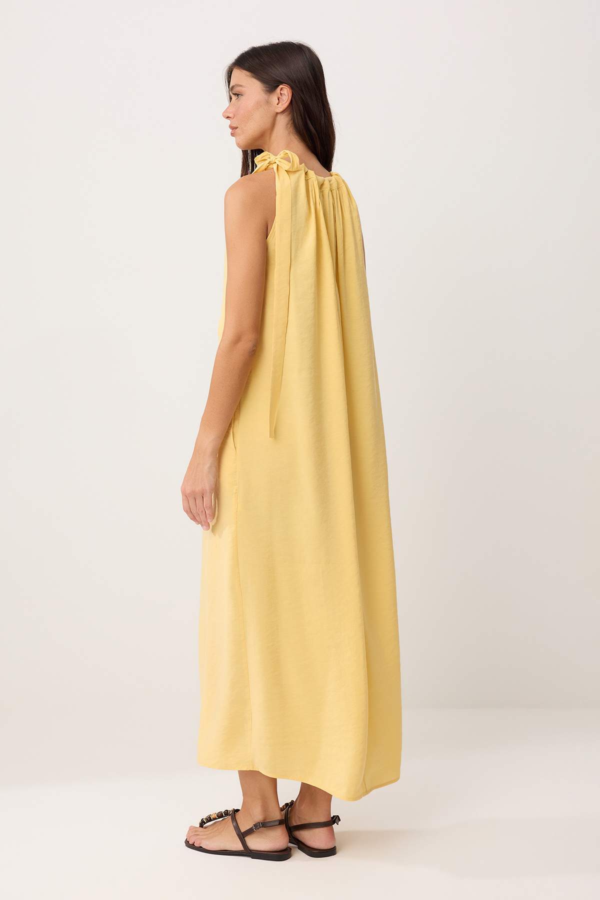 Trendyolmilla  Koyu Sarı Midi Dokuma Elbise TWOSS26EL00864 - Görsel 4