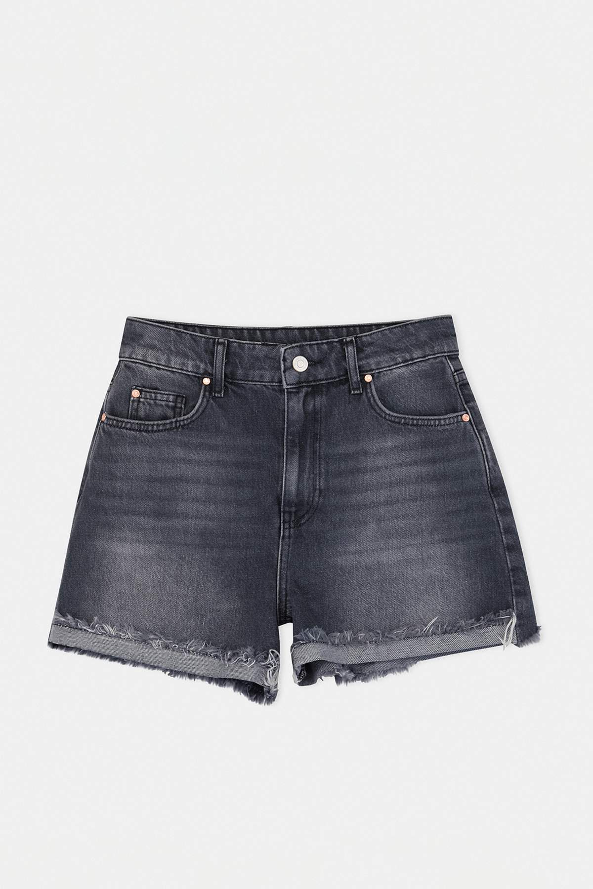 Trendyolmilla  Siyah %100 Pamuk Yüksek Bel Denim City Şort TWOSS26SR00093 - Görsel 3