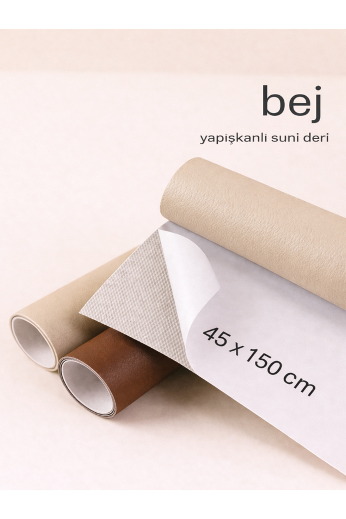 Extra Adhesive Faux Leather - Beige 45x150 cm