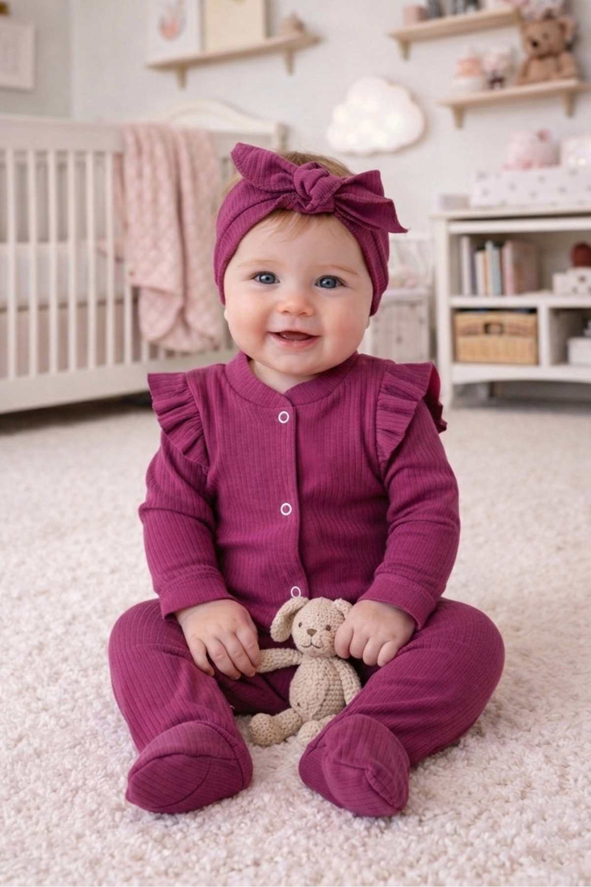 OMY 3-6-9 AY BANDANALI OMZU FIRFIRLI RENKLİ TULUM TAKIM 2'Lİ SET BEBEK&ÇOCUK TAKIM fotoğrafı 2 (önizleme)