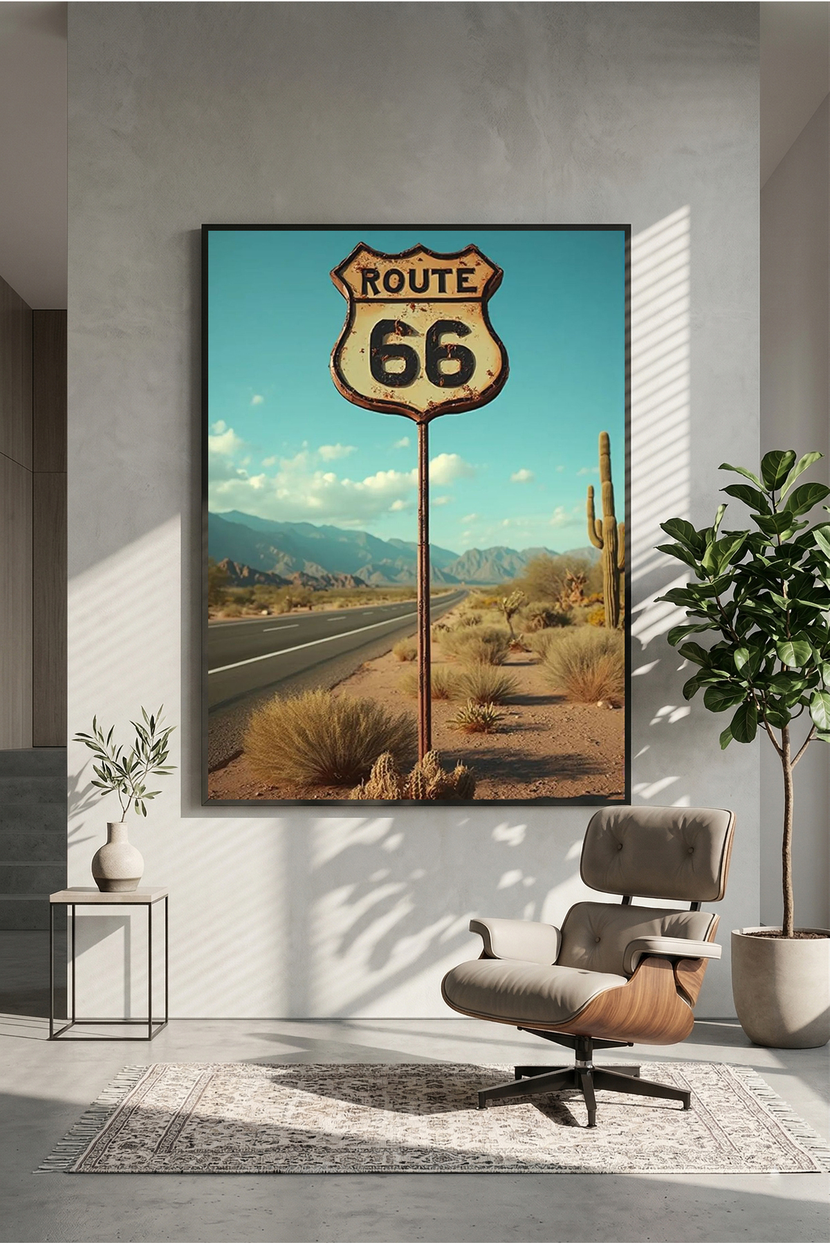 postercraft Route 66 Ahşap Tablo Poster (Çerçevesiz) - Fiyatı