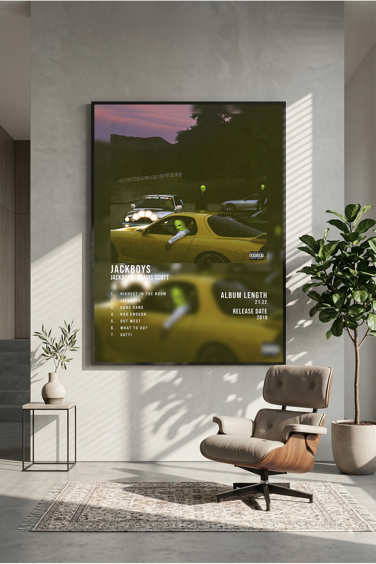 postercraft Jackboys x Travis Scott JACKBOYS Album Tasarım Ahşap