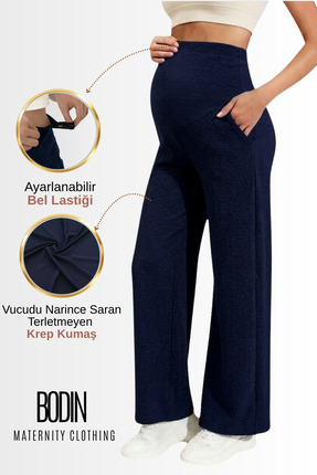 bodin Ayarlanabilir Yüksek Bel Esnek Hamile ve Lohusa Rahat Kesim Pantolon