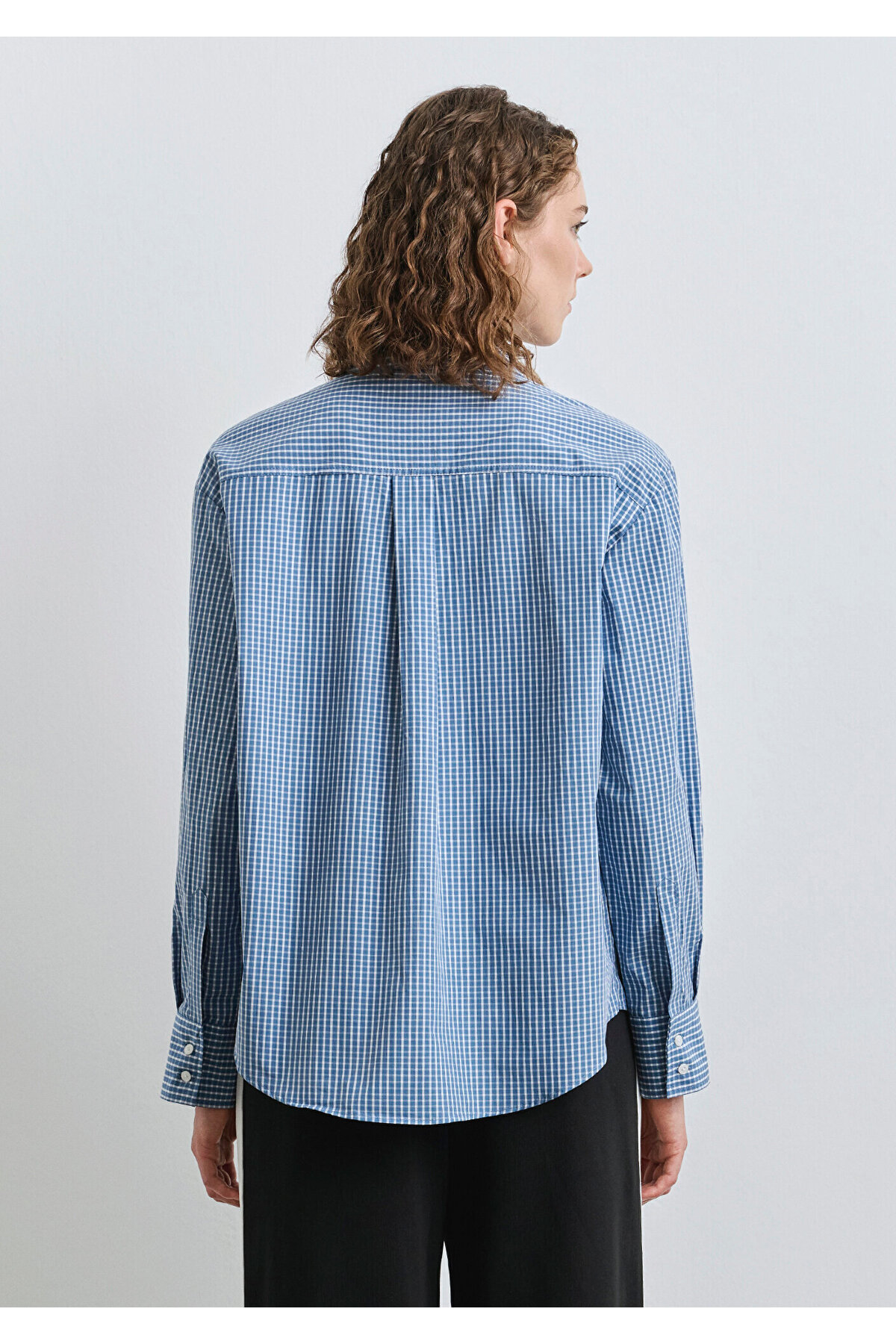 Kareli Gömlek Loose Fit / Bol Rahat Kesim 1211203-84598 — آبی — تصویر 4 از 5