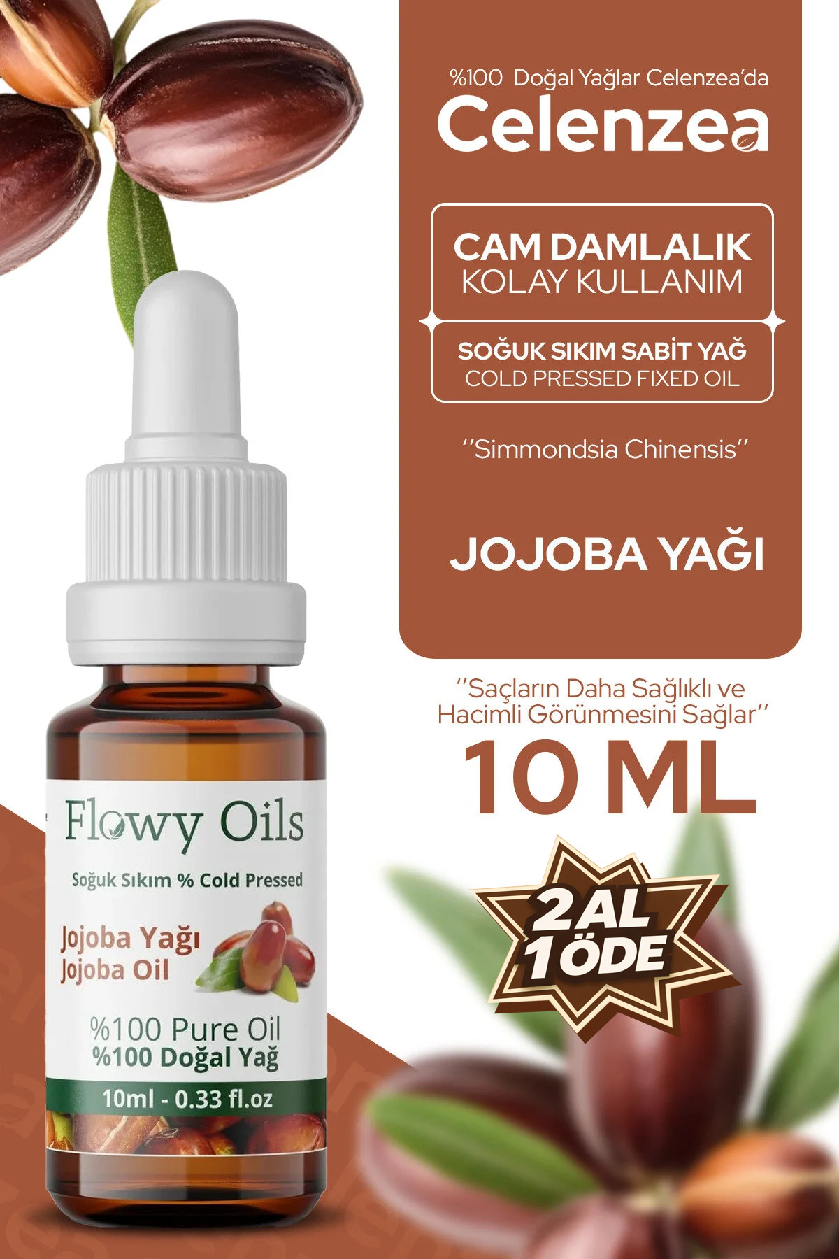 Jojoba Yağı %100 Doğal Bitkisel Sabit Yağ Jojoba Oil 10ml — TYC00544709824