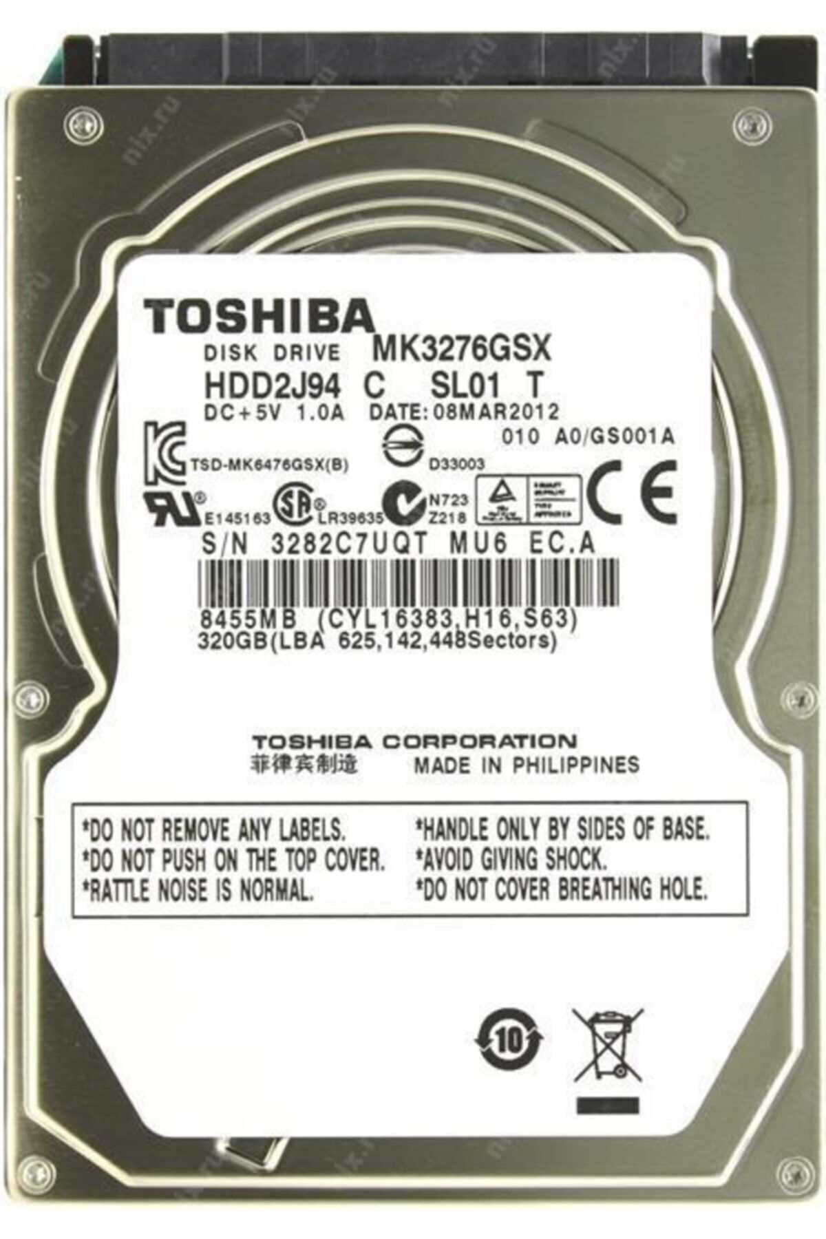 Toshiba Mk3276gsx Sata3 5400rpm 8mb 2.5'' 250gb Notebook Hdd