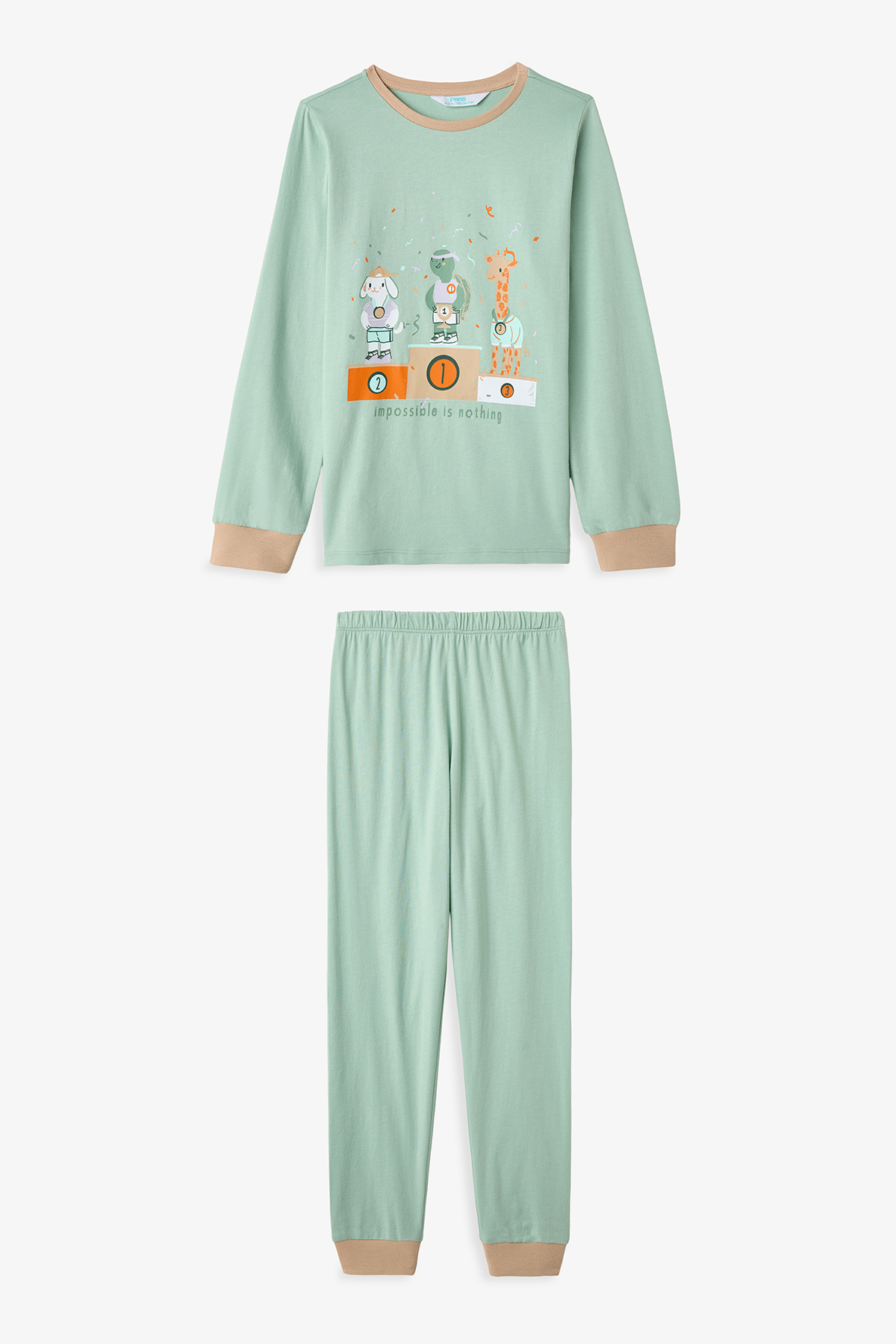 Penti Açık Yeşil Erkek Çocuk Turtle First Uzun Kollu Pamuklu Pijama Takımı fotoğrafı 3 (önizleme)