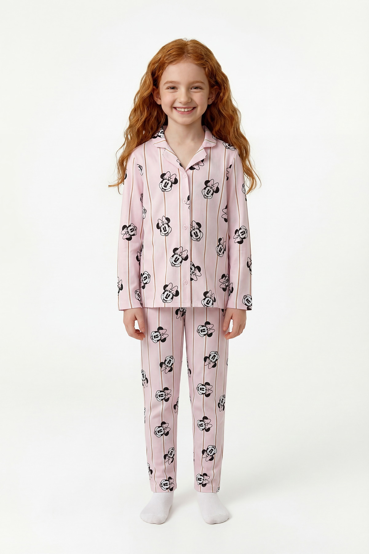 Penti İnci Pembe Kız Çocuk Minnie Fam Uzun Kollu Düğmeli Pamuklu Gömlek Pijama Takımı fotoğrafı 2 (önizleme)