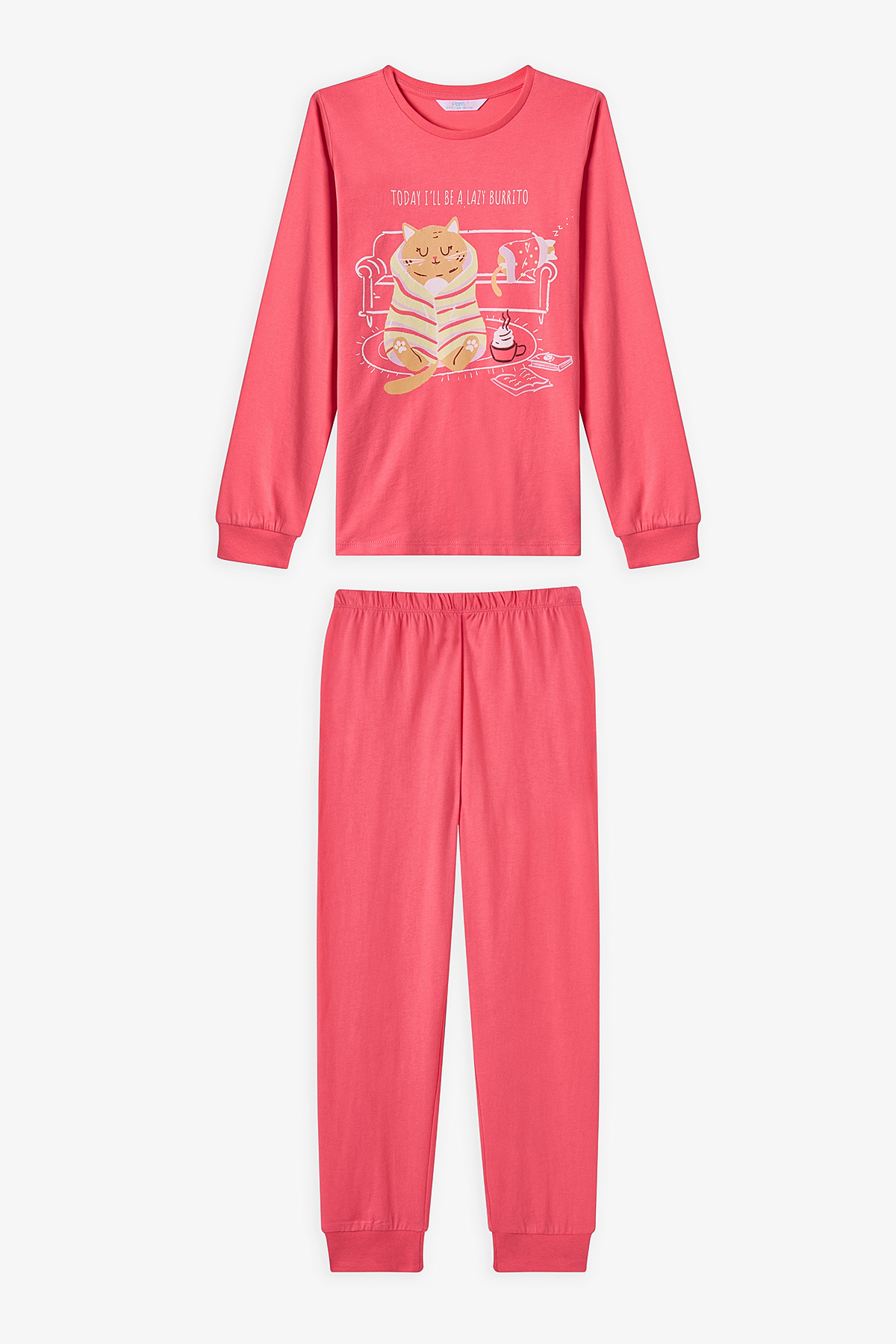 Penti Pembe Kız Çocuk Caturday Night Uzun Kollu Pamuklu 2'li Pijama Takımı fotoğrafı 7 (önizleme)