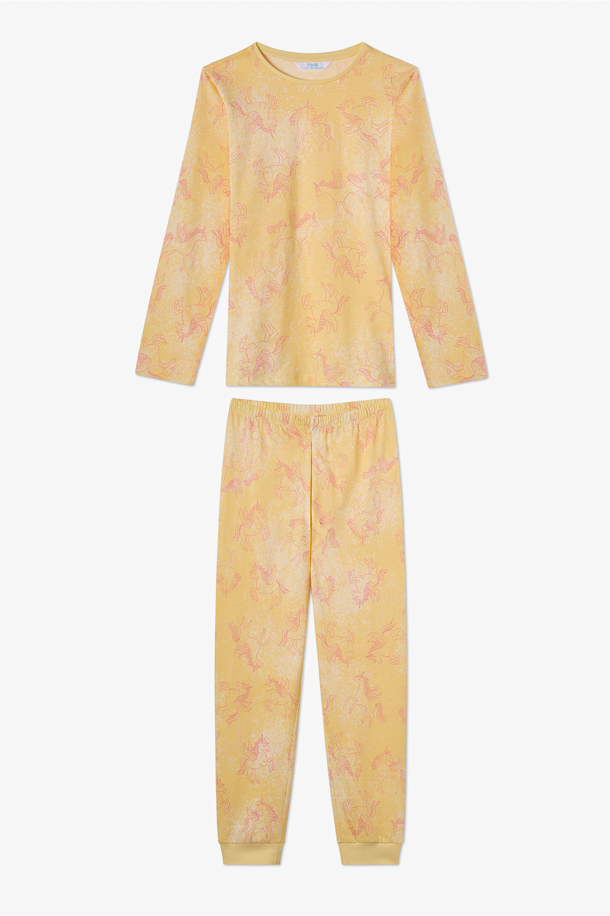 Penti Pembe Kız Çocuk Flying Uzun Kollu Pamuklu 2'li Pijama Takımı fotoğrafı 3 (önizleme)