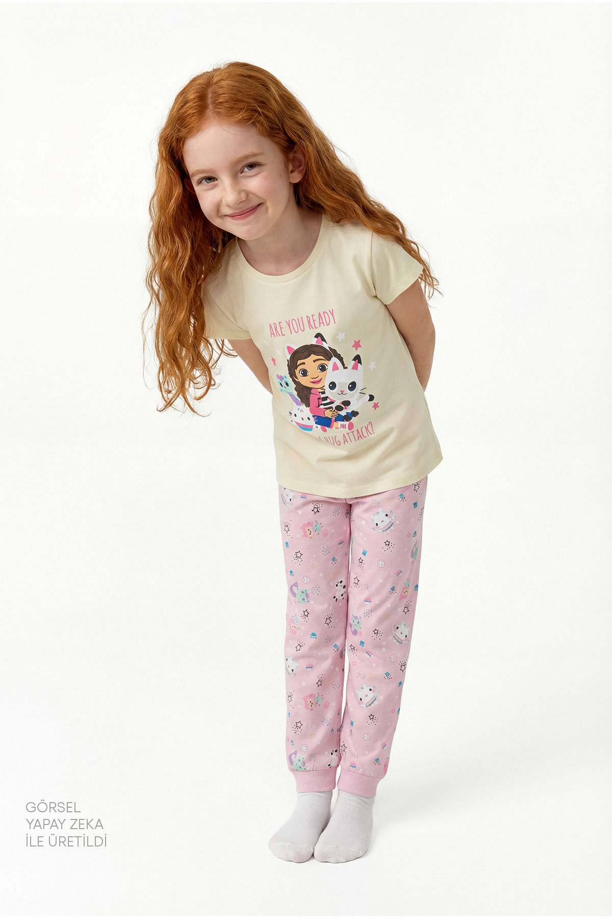 Penti Ekru Kız Çocuk Gabby’s Dollhouse Pamuklu Pijama Takımı fotoğrafı 2 (önizleme)
