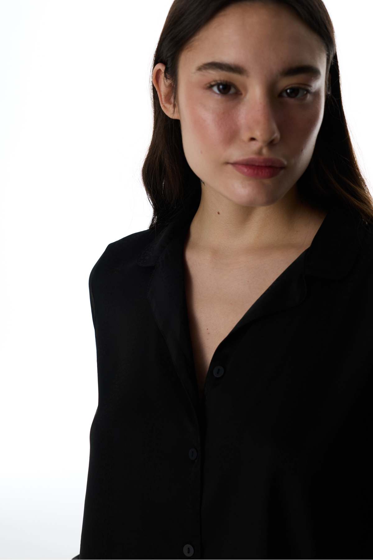 Penti  Siyah Lilah Saten Düğmeli Gömlek Pantolon Pijama Takımı - Görsel 3