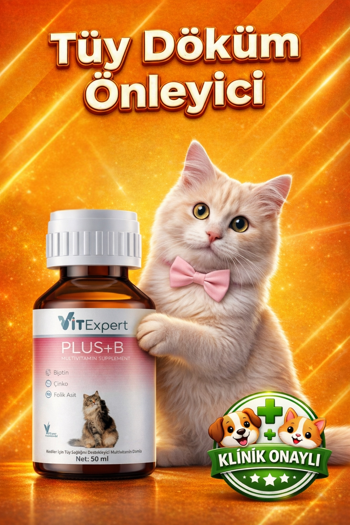 Vitexpert Hızlı Etkili Tüy Dökülmesi Önleyici Tüm Kediler İçin Plus B Biyotin Multivitamin Damlası 50 ml - Fiyatı, Yorumları