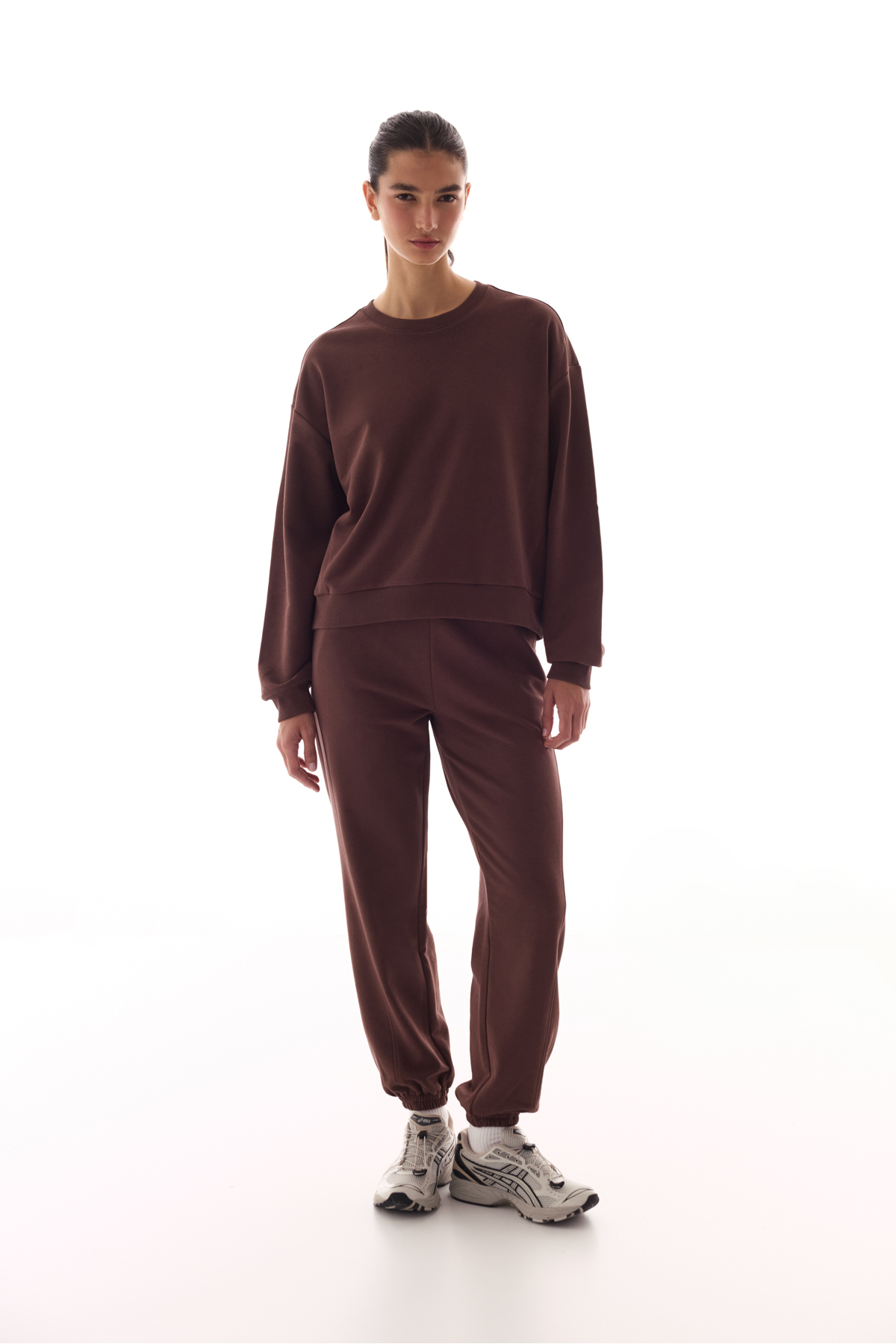 Penti  Kahverengi Dikiş Detaylı Bisiklet Yaka Pamuklu Sweatshirt - Görsel 3