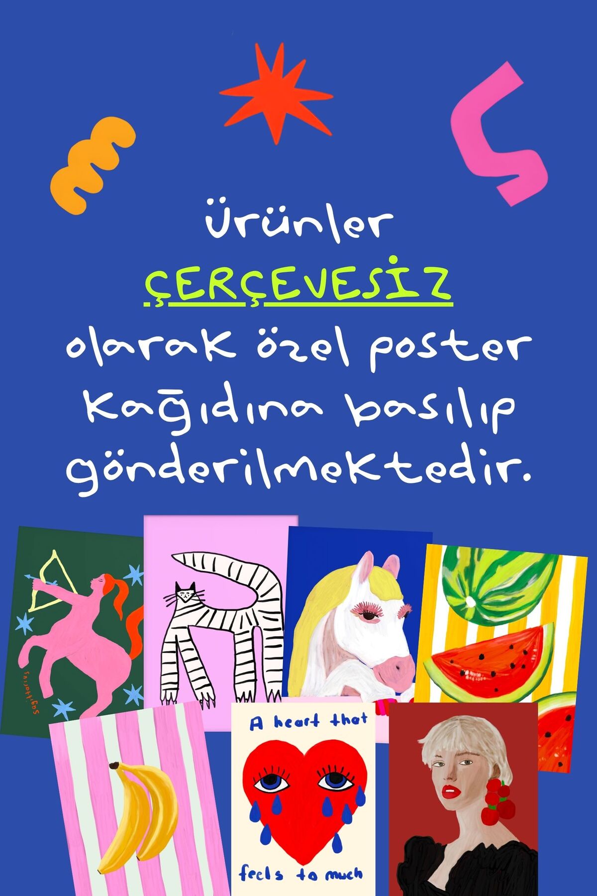 Leopar Desenli Kedi Figürlü Modern Poster Duvar Dekoru