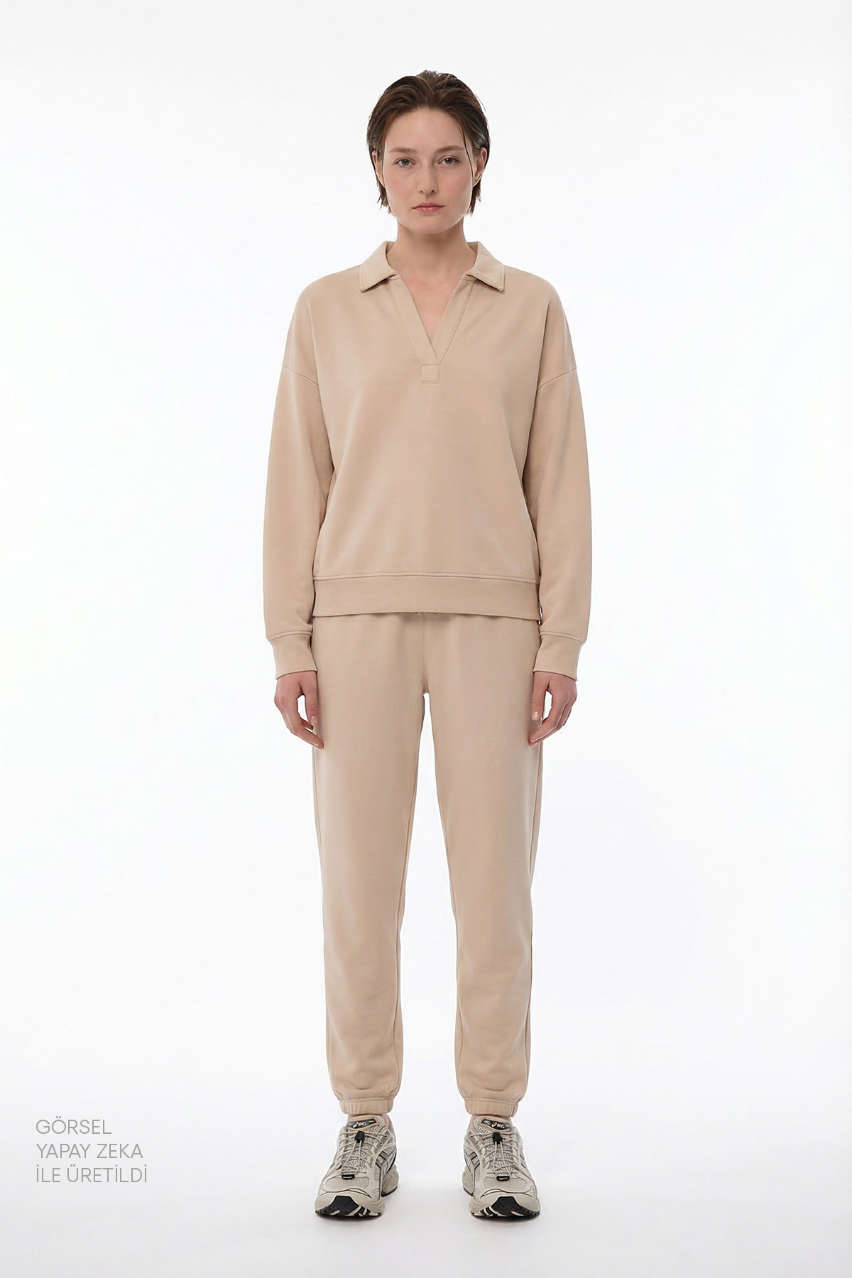 Penti  Bej Polo Yaka Modal Sweatshirt - Görsel 4