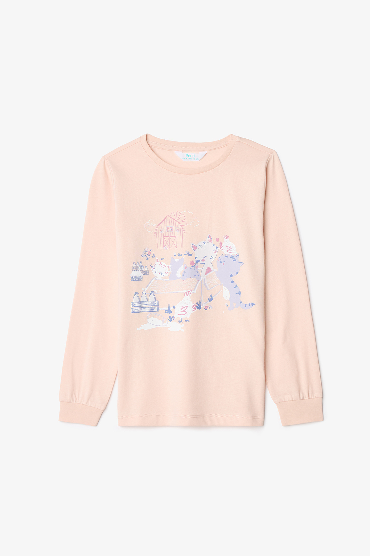 Penti Kız Çocuk Meowdy Kedi Desenli Pamuklu 2'li Uzun Kollu Pijama Takımı fotoğrafı 4 (önizleme)