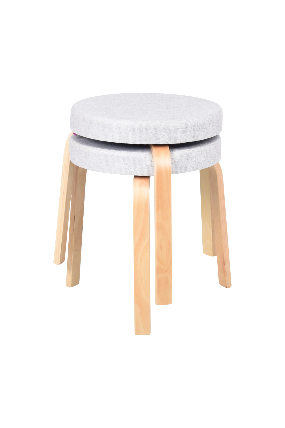 Aegean Natural Wooden Feet Stackable Kitchen Balcony Stool 2 Pieces