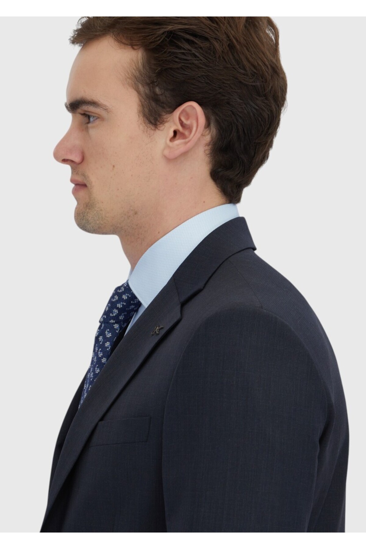 Ramsey  Lacivert Mikro Modern Fit Yün Karışımlı Takım Elbise - Görsel 4