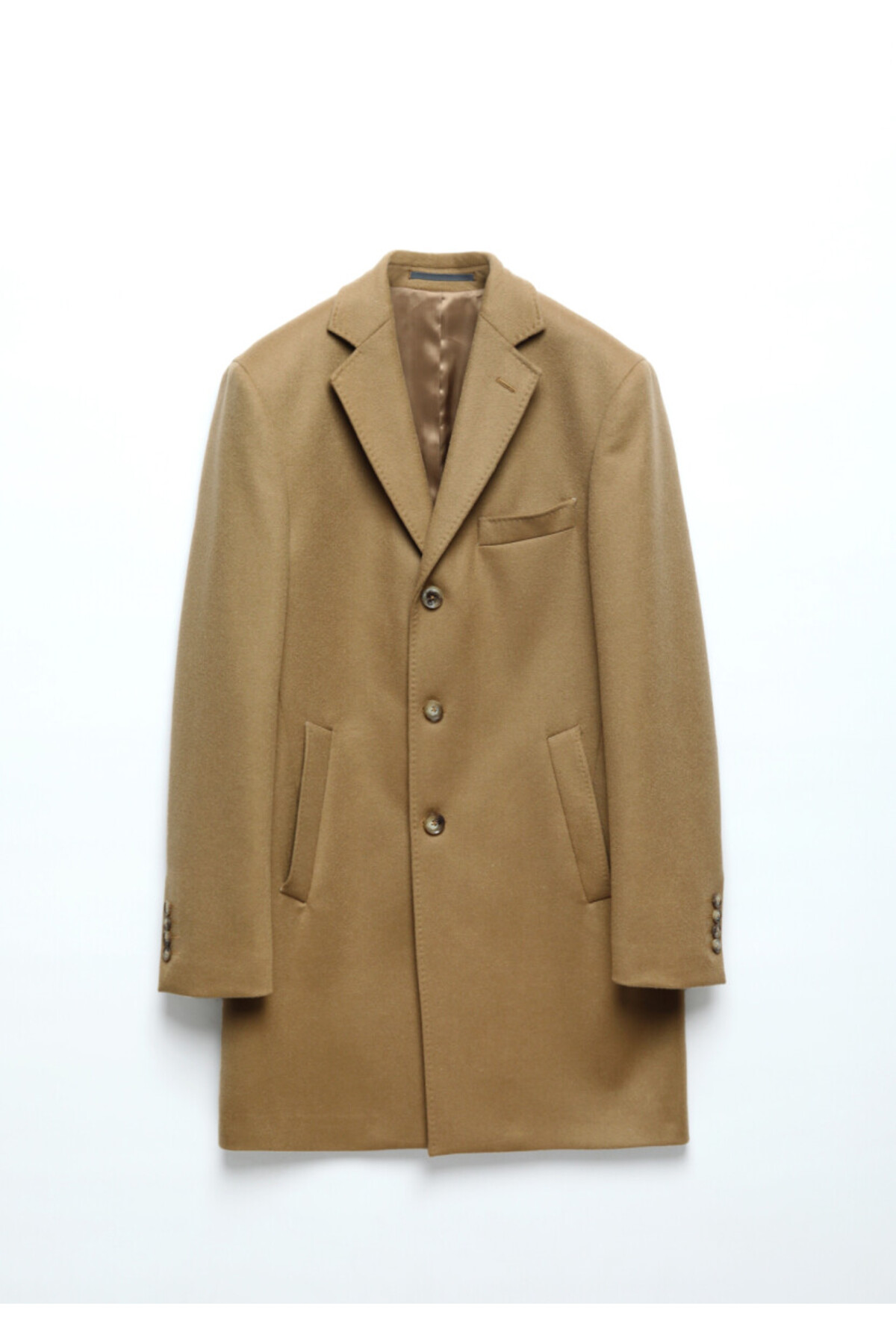 Ramsey  Deve Tüyü Regular Fit Şal Yaka Klasik Dokuma Palto - Görsel 5