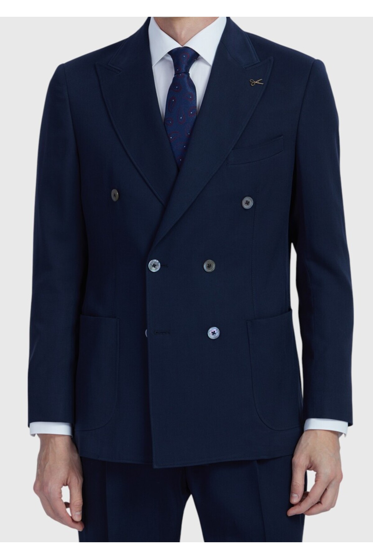 Ramsey  Lacivert Düz Zeroweight Slim Fit Yün Karışımlı Takım Elbise - Görsel 5