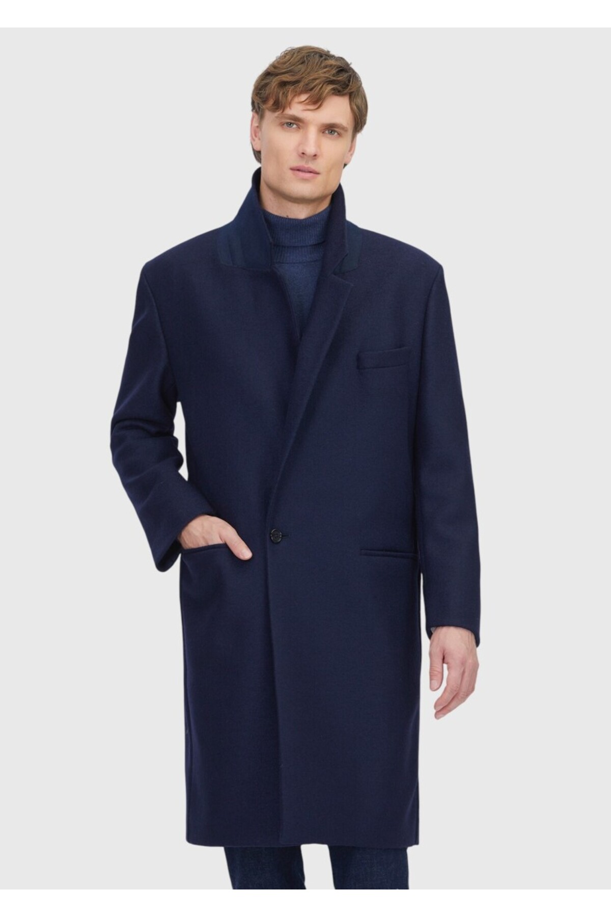 Ramsey  Lacivert Regular Fit Casual Örme Palto - Görsel 3