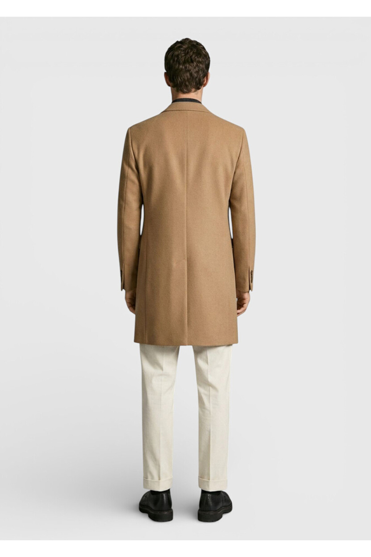 Ramsey  Deve Tüyü Regular Fit Şal Yaka Klasik Dokuma Palto - Görsel 4