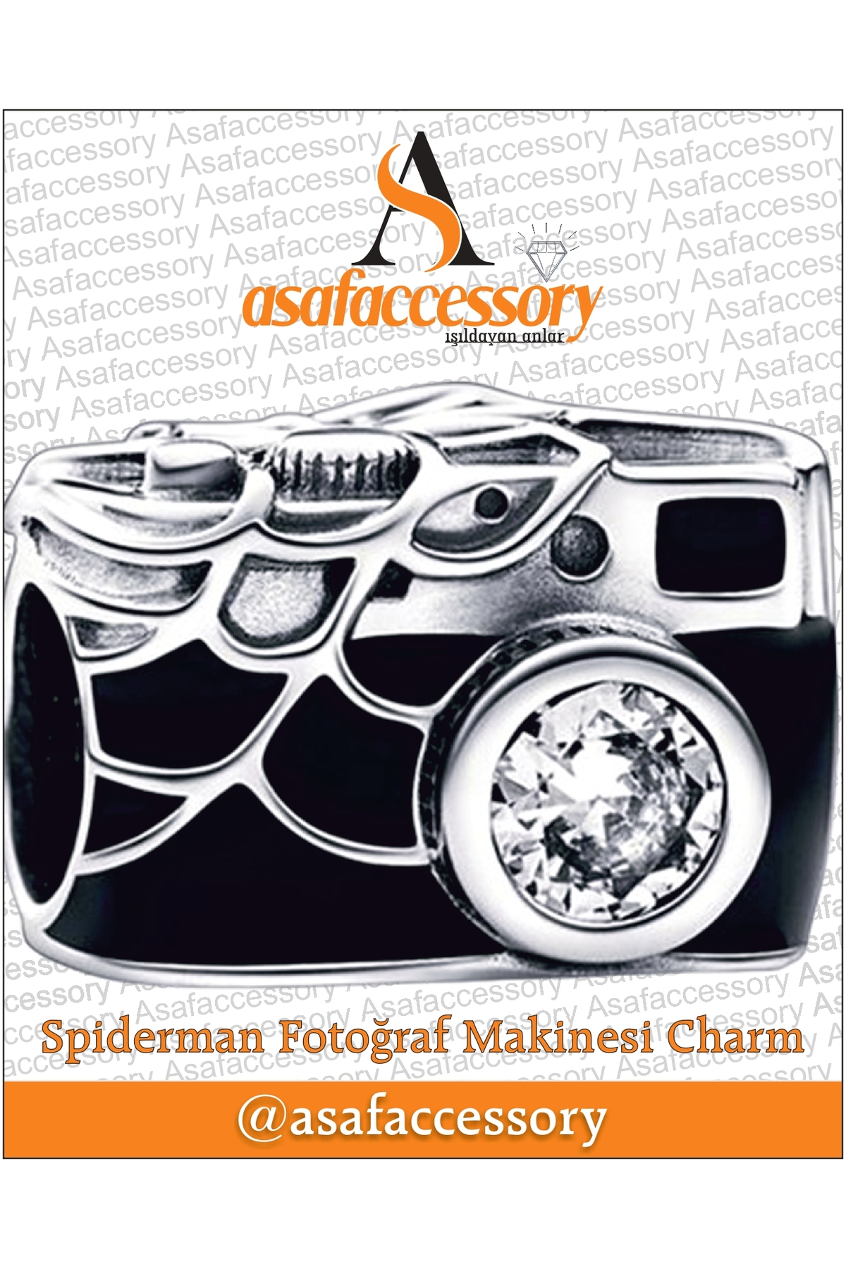 asaf Spiderman fotoğraf makinesi charm | Gümüş kaplama - Fiyatı
