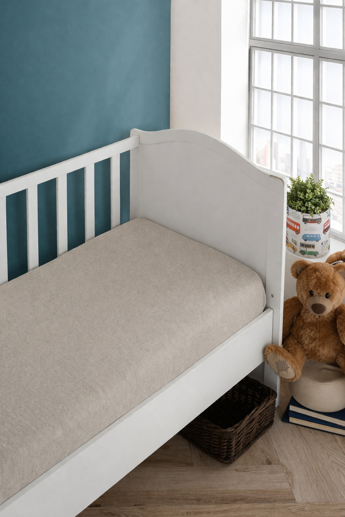 LADYNİL Bebek-çocuk Organik Pamuk Lastikli Penye Çarşaf 60x120 - 70x140 Uyumlu Bej fotoğrafı 2 (önizleme)