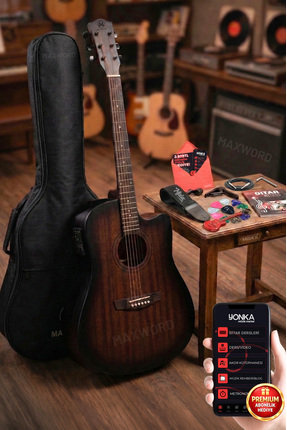 Midex Luxury HCR-560BRW-EQ Half Cutaway Elektro Akustik Gitar Seti