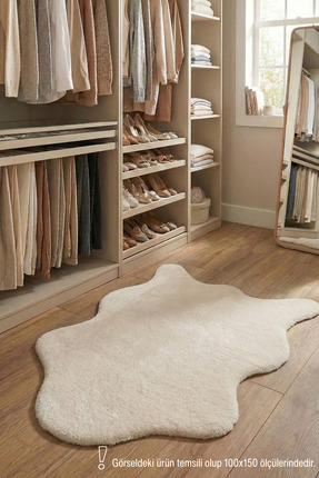 Halispecial Yuma Krem Peluş Post Halı-Yumuşak-Yıkanabilir-Modern-Dekoratif
