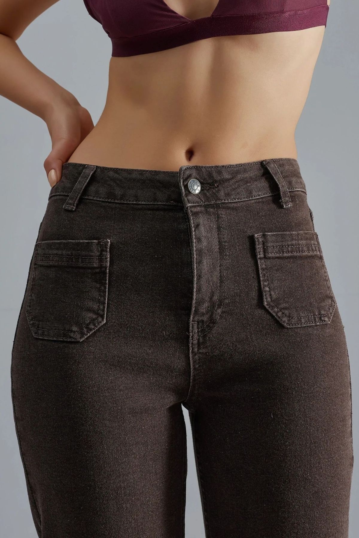 Hiccup  Yüksek Bel Paça Genişleyen Kot Pantolon - Görsel 6