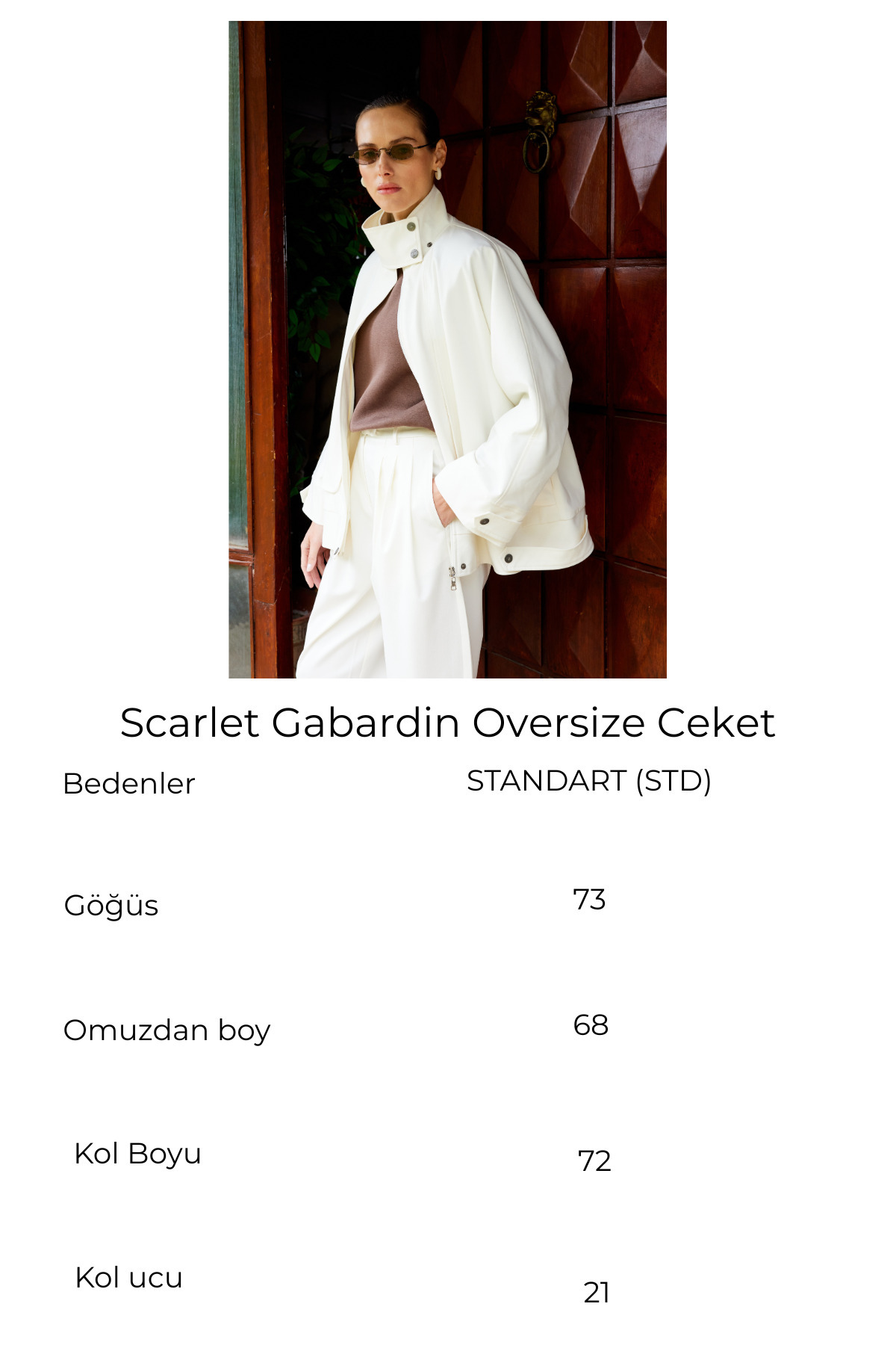 FACETTE Scarlet Gabardin Oversize Ceket Ekru görsel 7