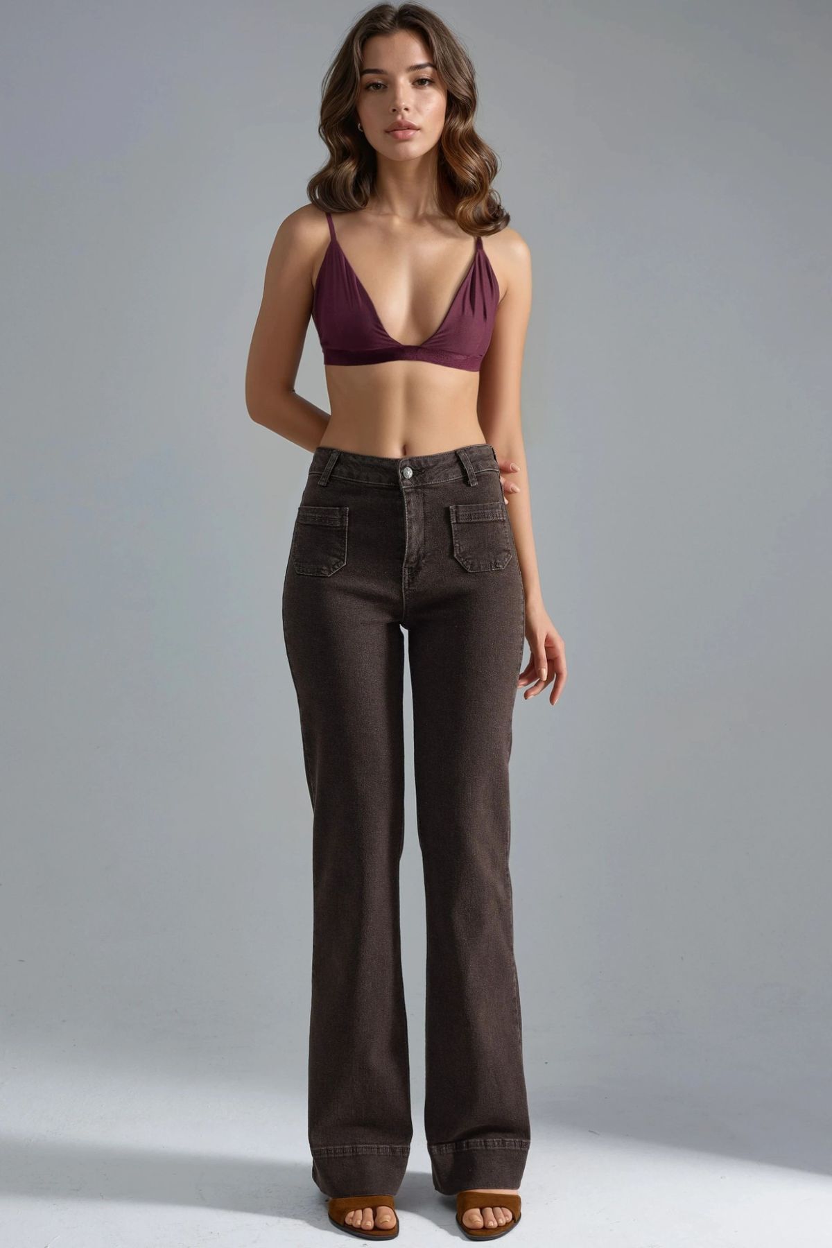 Hiccup  Yüksek Bel Paça Genişleyen Kot Pantolon - Görsel 8