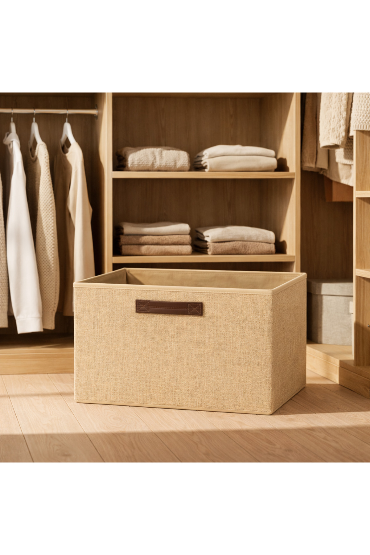 Mega Size Natural Jute Lidless Closet Interior Laundry Toy Organizer Folding Mega Storage Box
