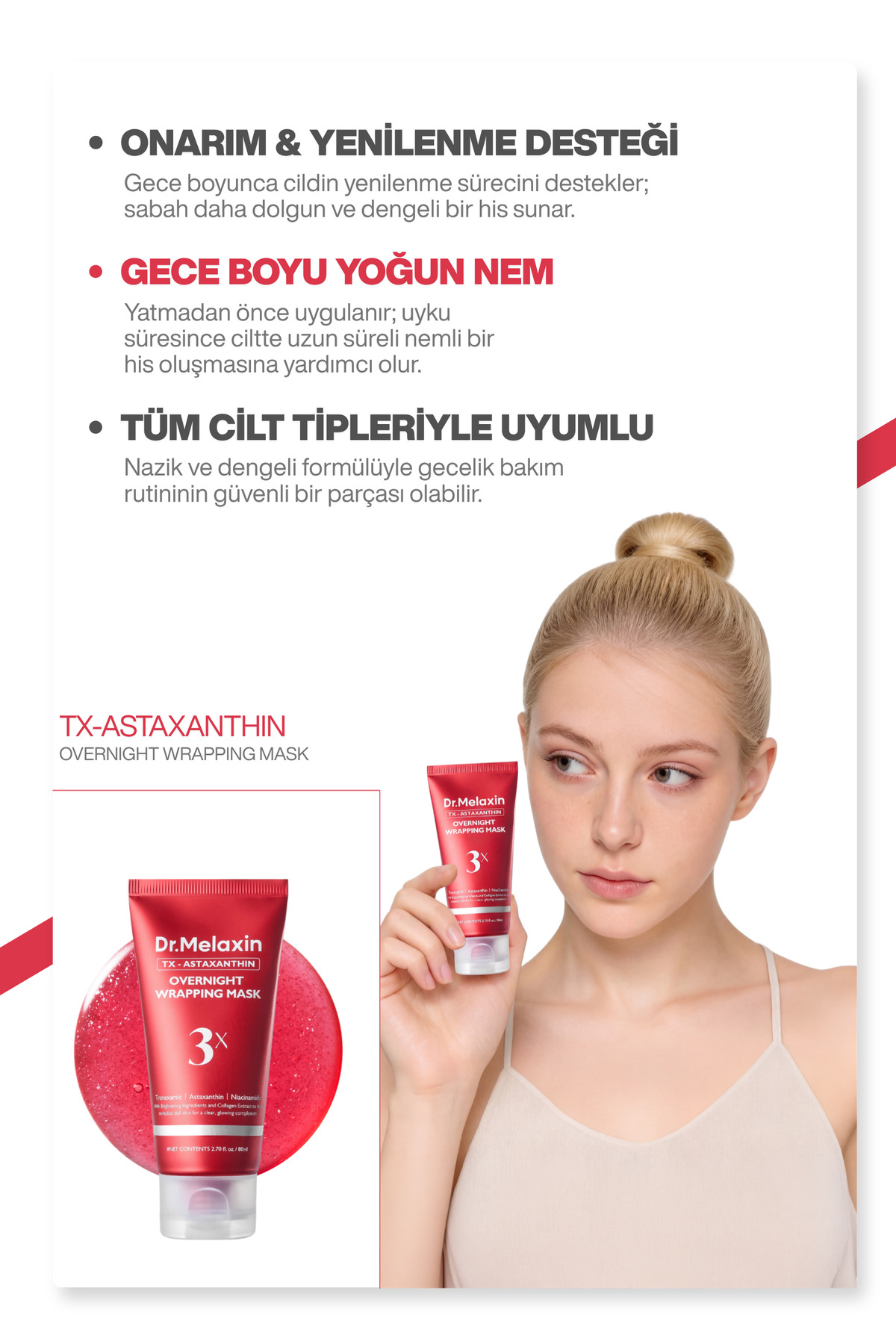 Leke Karşıtı | Aydınlatıcı | Onarıcı| Astaxanthin içeren Soyulabilen Gece Maskesi | 80ml — 8809886482854 — تصویر 2 از 5