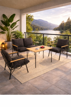 DORUK HOME Balkon, Bahçe, Cafe, Metal Koltuk Takımı, Bahçe Takımı , Çay Seti,...